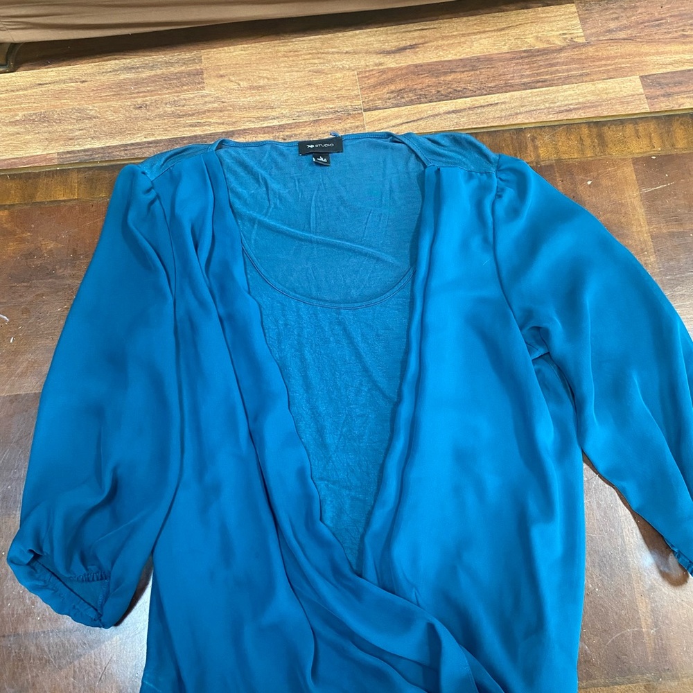 AB Studio Teal Wrap Blouse
